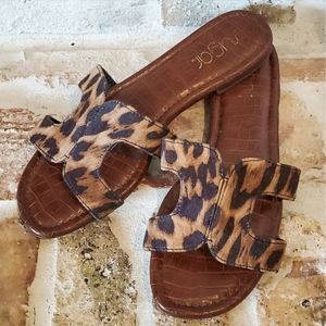 Sugar Leopard Print Ofelia Slip On Sandals